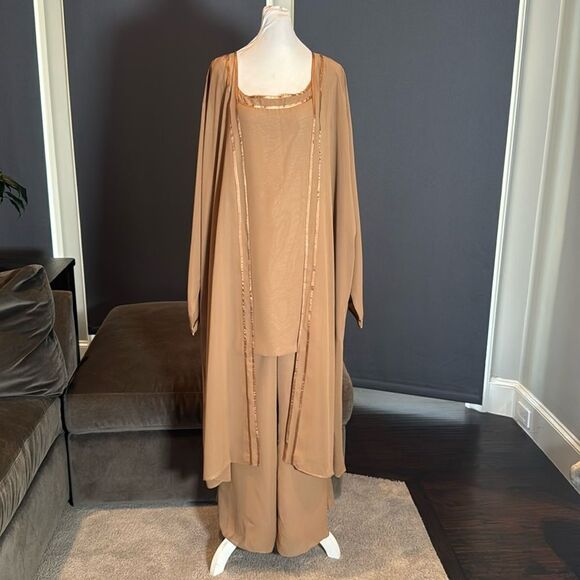 Women’s Chiffon 3 Piece Mother of the Bride Formal Plus Size Pants Suit 24W NEW - Picture 1 of 15
